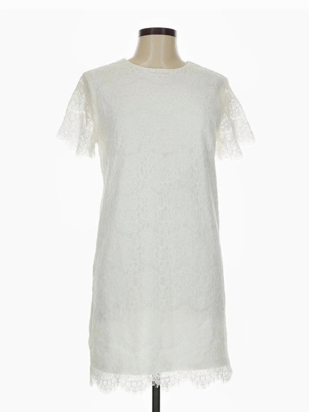LuLus White Lace Shift Dress Mini in White